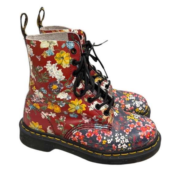 Dr Martens 1460 Pascal Boots Size 5 Floral Clash Wanderlust Red Purple - Picture 14 of 14